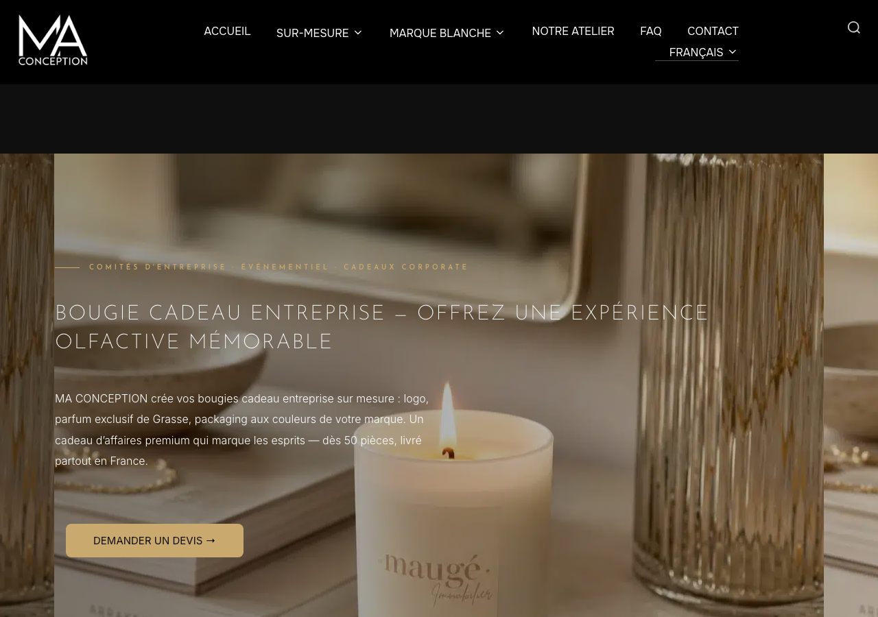 Capture d'écran du site Ma Conception, page bougie cadeau entreprise